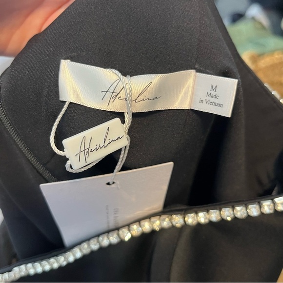 NWT Adeirlina All Flash Everything Strapless Mini Dress Black Jewel Medium - Picture 4 of 7